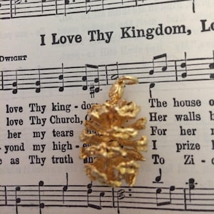 Vintage Golden Pine cone Necklace Charm