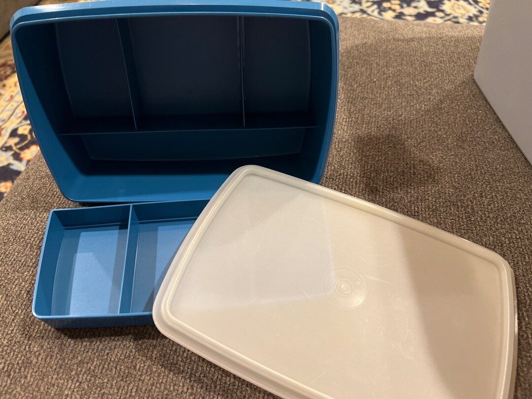 Vintage Tupperware Blue Plastic Container - Etsy