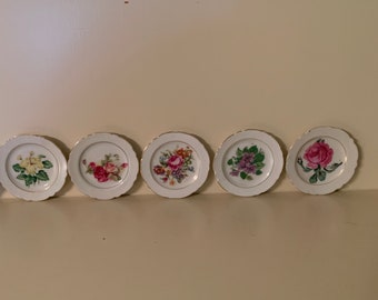 Vintage Mini Tea Set Saucers with Floral Patterns