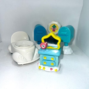 Lot of 5 Piece Care Bears Care A Lot Bedtime and Cheer Bear Playset Accessories