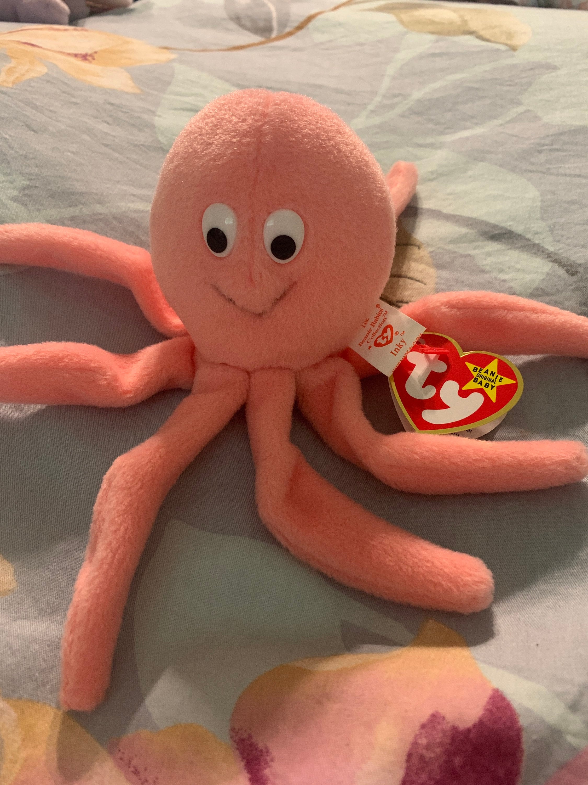 Inky TY Beanie Baby Octopus Pink PVC Pellets 1993 | Etsy