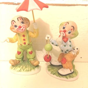 Pair of Vintage Lefton Clown Figurines