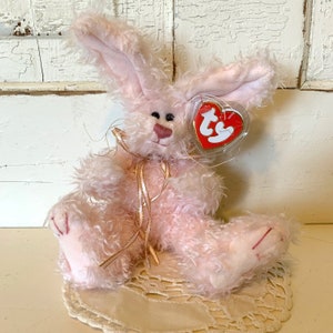 Vintage Attic Treasures Ty Beanie Baby Blush Bunny Rabbit Stuffed Animal 1993