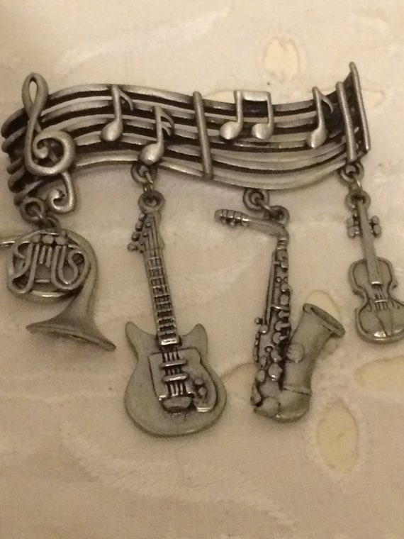 Vintage JJ Jonette Jewelry Silver Colored Musical… - image 9