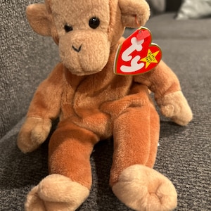 RARE With Errors TY 1995 Monkey Bongo Beanie Baby Stuffed Animal Plushy