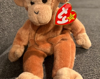 RARE With Errors TY 1995 Monkey Bongo Beanie Baby Stuffed Animal Plushy