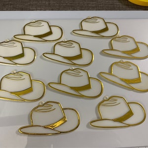 Lot of 10 White and Gold Cowboy Drill Team Dance Hats Embellishments for Homecoming Mums and other Crafts