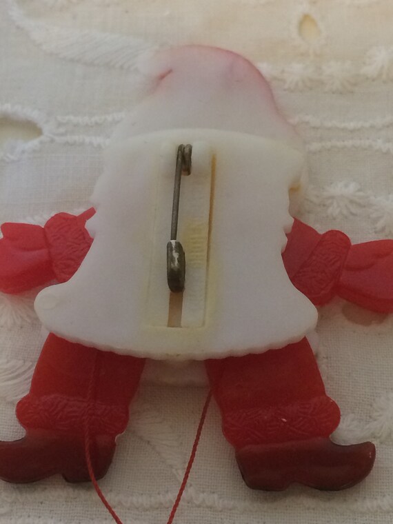 Vintage Plastic Merry Christmas Santa Movable Pin… - image 5