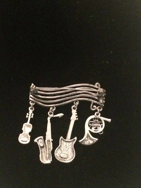 Vintage JJ Jonette Jewelry Silver Colored Musical… - image 5