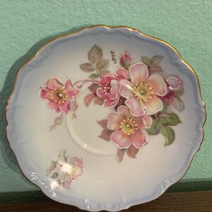 Antique Bone China Imperial Germany Rose Signed by Robert Hand Decorated Saucer Plate