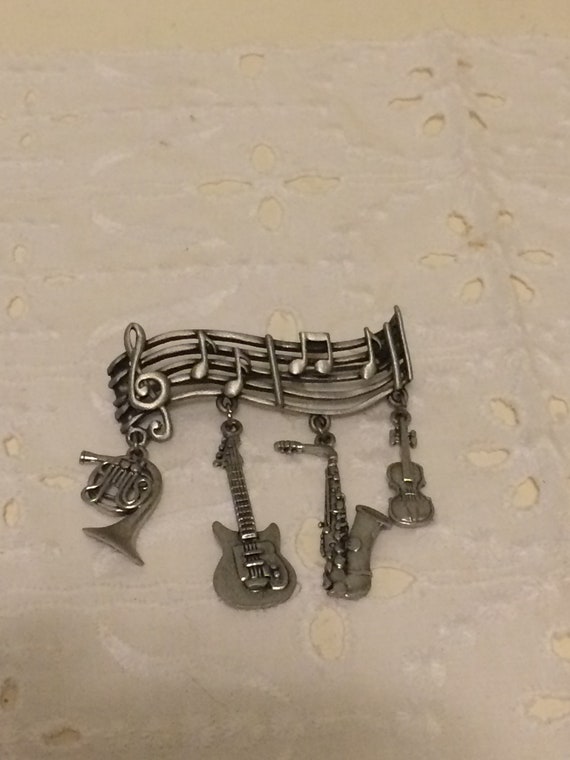 Vintage JJ Jonette Jewelry Silver Colored Musical… - image 8