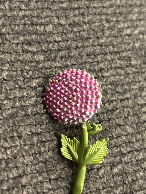 Vintage Chrysanthemum Pink Flower Brooch Pin - image 2