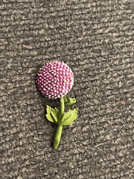 Vintage Chrysanthemum Pink Flower Brooch Pin - image 1