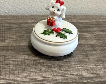 Vintage Puppy Trinket Jewelry Dish