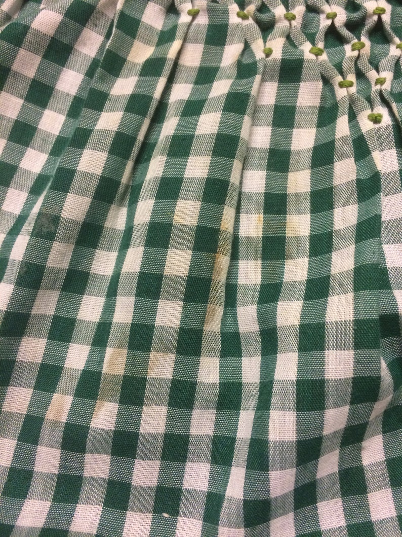 Vintage Green and White Gingham Apron