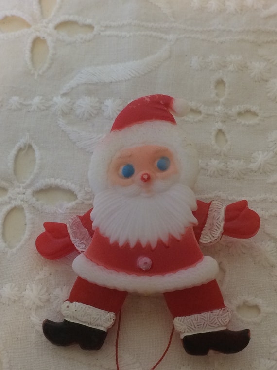 Vintage Plastic Merry Christmas Santa Movable Pin… - image 3