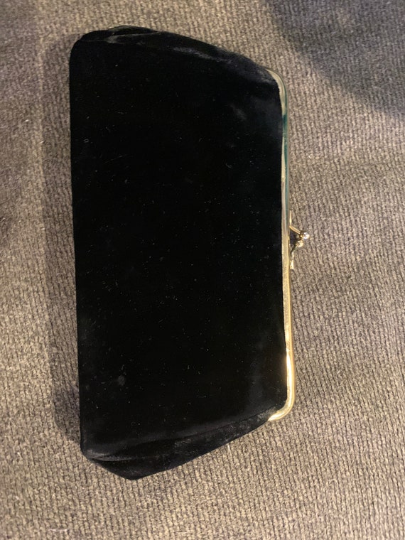 Antique Black Velvet Clutch Evening Purse