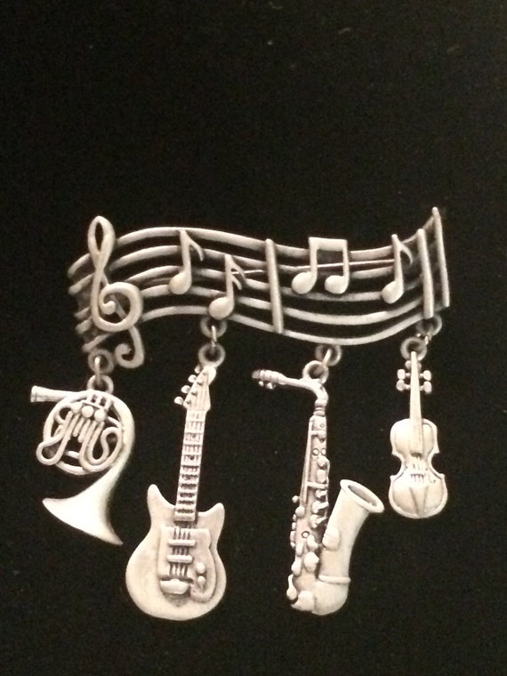 Vintage JJ Jonette Jewelry Silver Colored Musical… - image 1