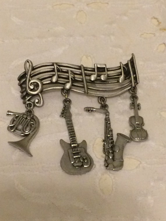 Vintage JJ Jonette Jewelry Silver Colored Musical… - image 7