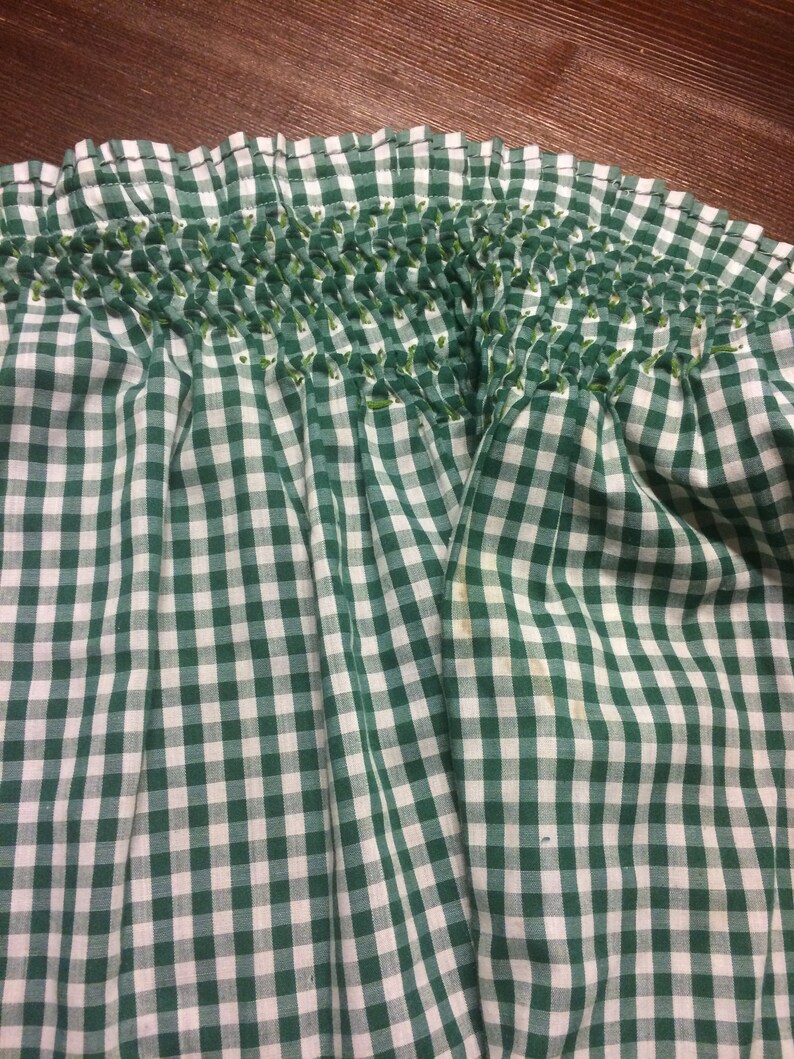Vintage Green and White Gingham Apron