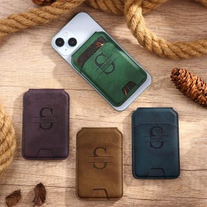 Cartera Magsafe personalizada, cartera para iPhone, funda para iPhone 16, 15 y 14, cartera magnética de cuero, tarjetero magnético, cartera de regalo para hombre, regalo para papá