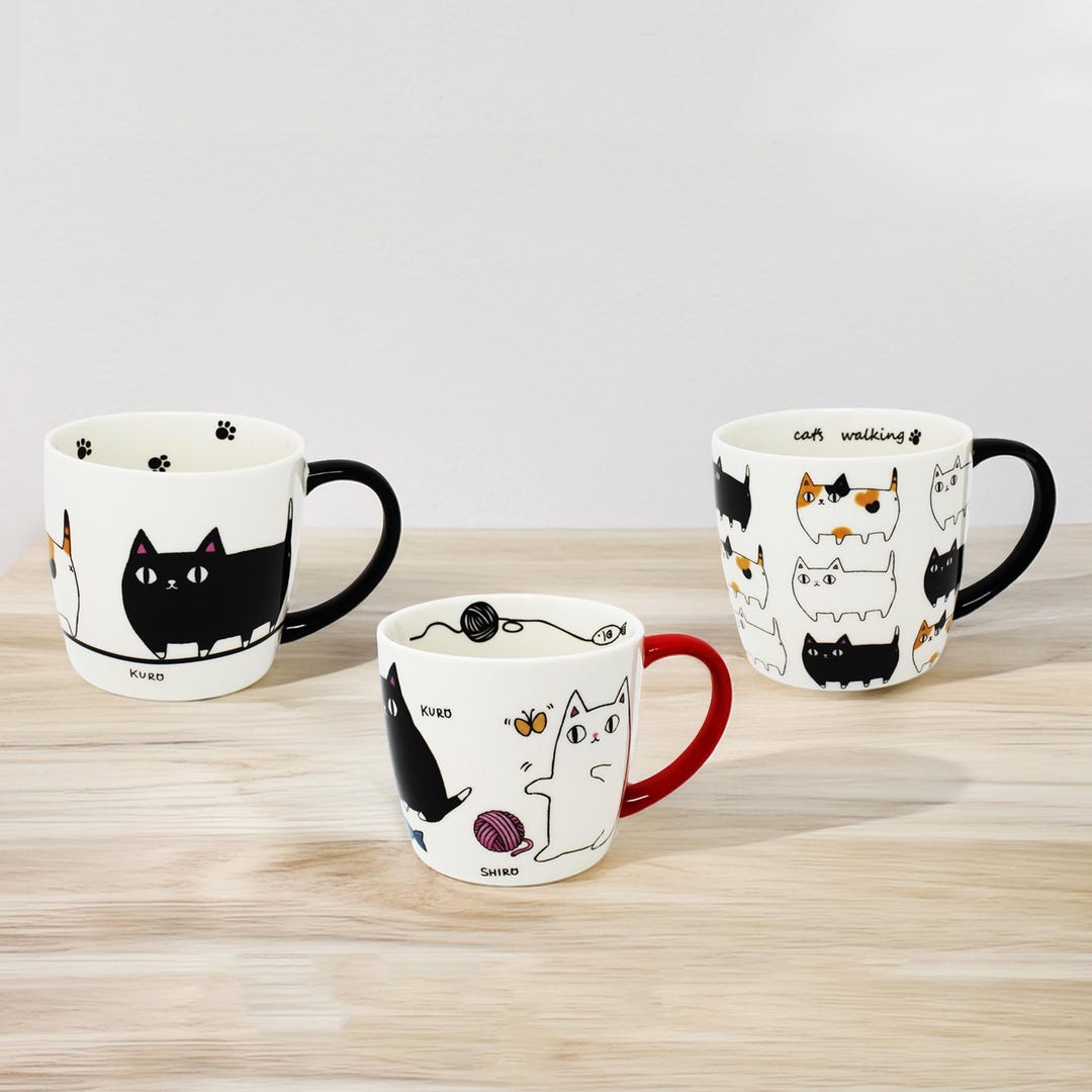 3 Cat Brothers Porcelain Mug: Japanese Nyan-ya Series - Etsy