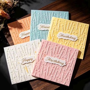 Birthday Candle Embossing Folder 15cm x 15cm Celebration Cake Candle Pattern Card Making Scrapbooking Craft Supplies