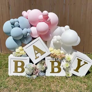 Baby shower box decorations wood grain gender reveal
