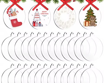 Adornos navideños de acrílico transparente: discos redondos de 7,6 cm para manualidades y decoración navideña (50 unidades)