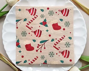 Festive Christmas Paper Napkins – 2-Ply Holiday Party Table Décor (20pcs/40pcs, 33cm)