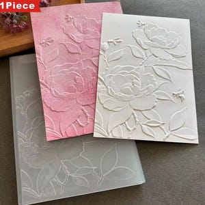 Floral Embossing Folder 3D Camellia Flower Texture Craft Template for Card Making Scrapbooking Paper Crafts Party Supplies