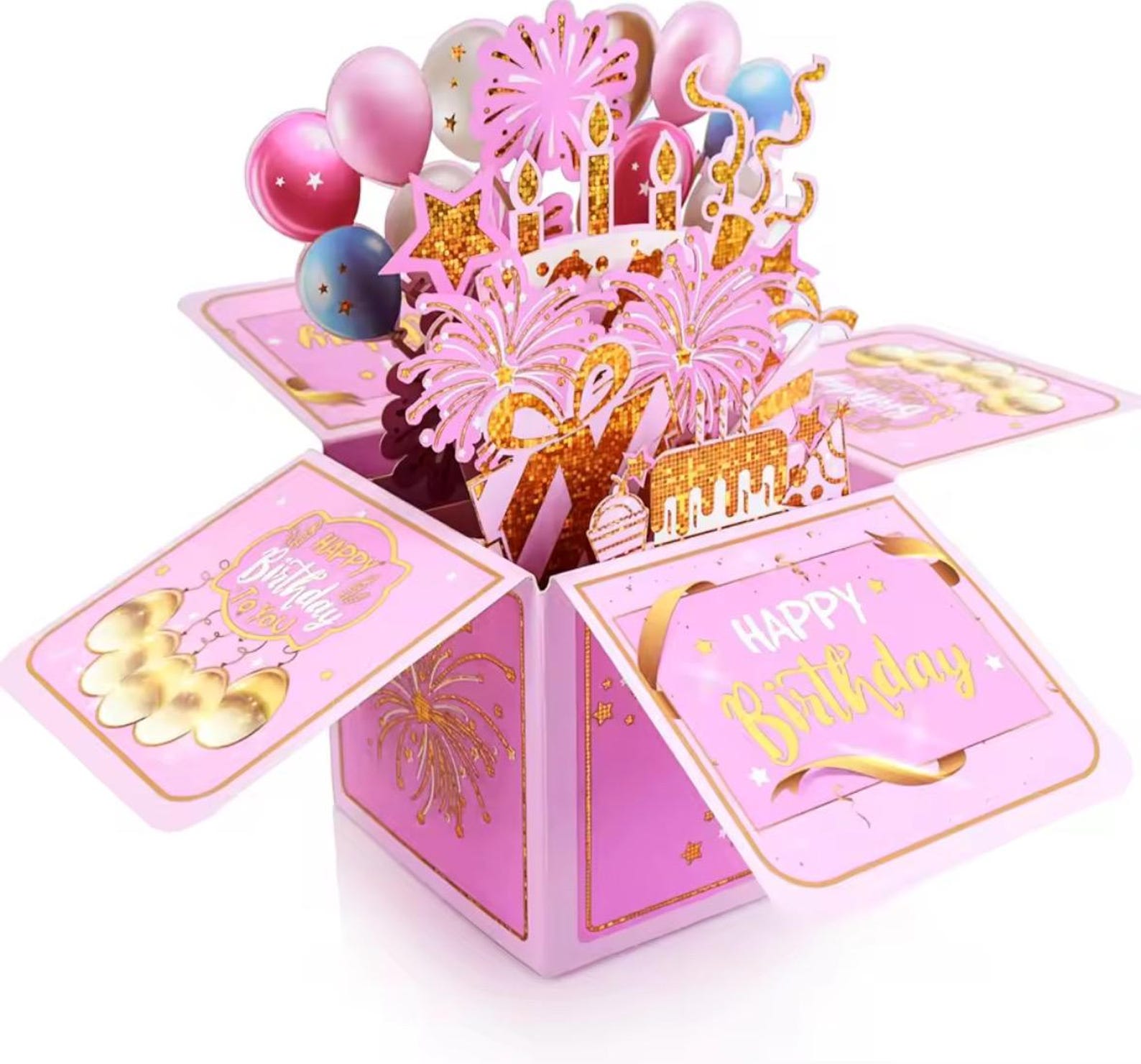 3D Pop up Birthday Card Surprise Box – Luxury Purple & Gold Explosion ...