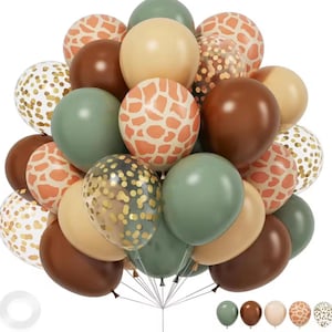 Safari Balloon Garland Kit – 35pc Jungle Party Balloons with Giraffe Print & Confetti