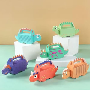 6 piece candy box party favour goody bag cake packaging birthday decor decorations dino