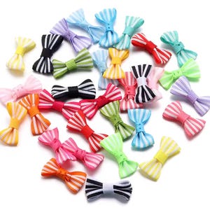 50pcs Striped Ribbon Bows – Small Colorful Satin Bows for Sewing, Crafts & Embellishments