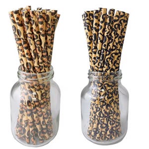 Canudos de papel com estampa de leopardo para festa Safari – 20 cm Canudos ecológicos com tema de selva (25–300 unidades)