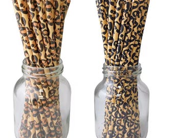 Leopard Print Paper Straws: Eco-Friendly Safari Party Decor