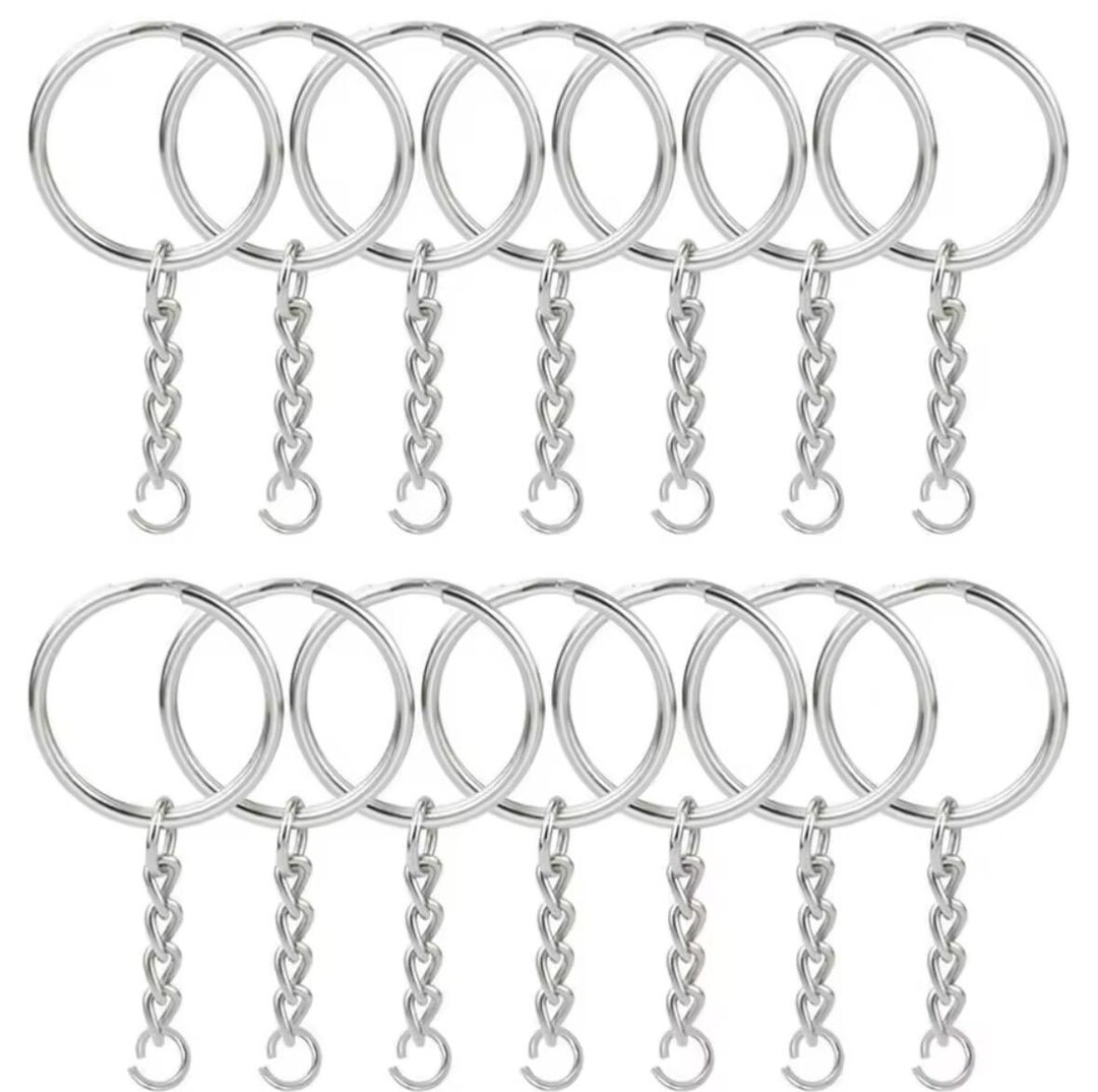Blank Metal Keyrings With Chain | Silver-tone DIY Keychain Supplies - Etsy