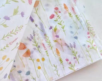 Hojas de papel de seda con estampado floral de lavanda – Papel de regalo semitransparente (35,5 x 50,8 cm)