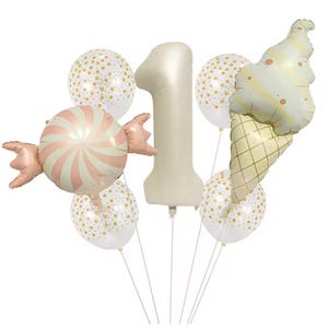 Candy & Ice Cream Zahlenballon Set: 32" weiße matte Folienballons
