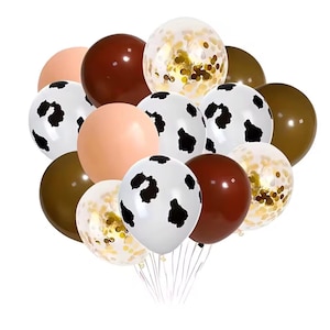 Kit ghirlanda di palloncini con stampa mucca western / Decorazione rustica per festa di compleanno da cowboy
