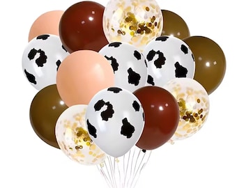 Kit de guirnalda de globos con estampado de vaca del oeste / Decoración rústica para fiesta de cumpleaños de vaqueros