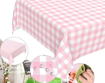 Gingham Checkered Tablecloth – 108x54in | Picnic Party Table Cover in 7 Colours