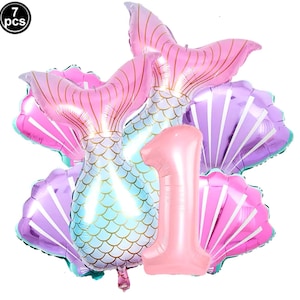 set di palloncini a forma di sirena con numeri, palloncini di compleanno, decorazioni per feste sotto il mare, coda di sirena