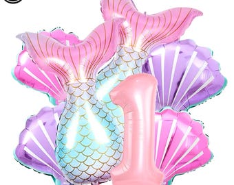 Mermaid Balloon Number Set – Under the Sea Birthday Party Decorations with Mermaid Tail (7pcs)