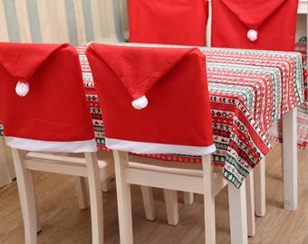 Red Santa Hat Chair Covers – Christmas Dining Decor (60x50cm)