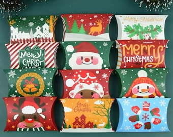 Christmas party favour boxes pillow box shape goody bag Xmas party 24 pieces