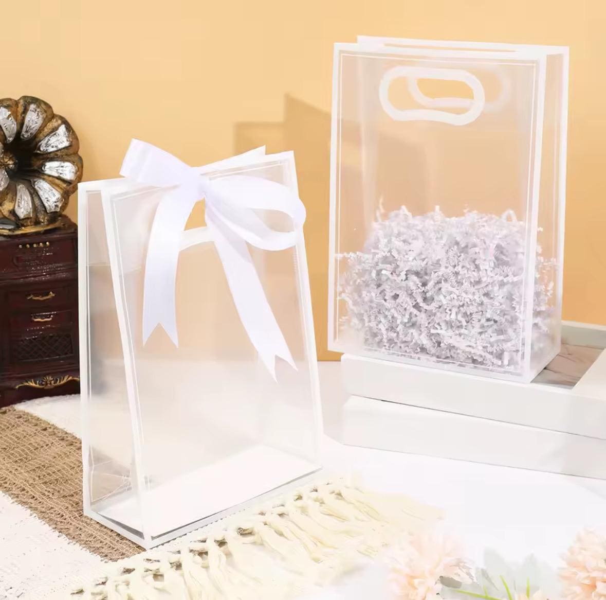 JJQHYC Sacchetti Regalo Borsa Con Manico Borsa In Carta Kraft Piccola Per Compleanno Con Elegante Decorazione In Lamina D'oro (18 PZ - 2