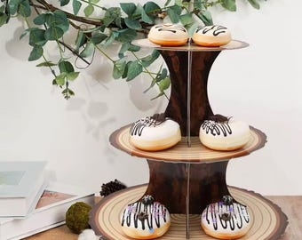 tree trunk cake stand cupcake tower party decorations woodland theme birthday celebration