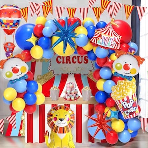 Circus Balloon Arch Kit – Carnival Party Decorations with Clown, Lion & Tent Foils
